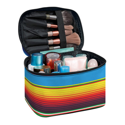 Tribal Mexican Blanket Stripe Print Travel Makeup Bag