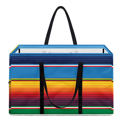 Tribal Mexican Blanket Stripe Print Utility Tote Bag