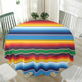 Tribal Mexican Blanket Stripe Print Waterproof Round Tablecloth