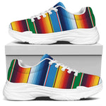 Tribal Mexican Blanket Stripe Print White Chunky Shoes