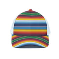 Tribal Mexican Blanket Stripe Print White Mesh Trucker Hat