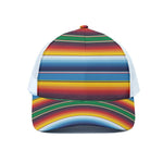 Tribal Mexican Blanket Stripe Print White Mesh Trucker Cap