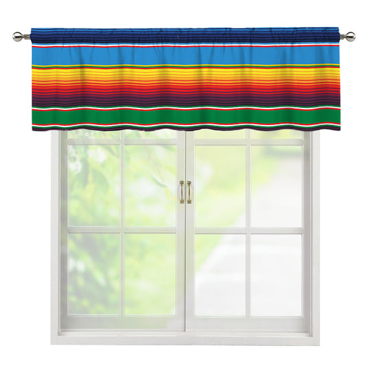 Tribal Mexican Blanket Stripe Print Window Valance