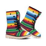 Tribal Mexican Blanket Stripe Print Winter Boots