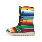 Tribal Mexican Blanket Stripe Print Winter Boots