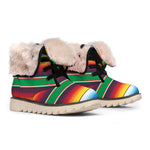 Tribal Mexican Blanket Stripe Print Winter Boots