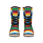 Tribal Mexican Blanket Stripe Print Winter Boots