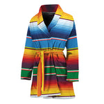 Tribal Mexican Blanket Stripe Print Women's Bathrobe