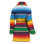 Tribal Mexican Blanket Stripe Print Women's Bathrobe