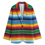 Tribal Mexican Blanket Stripe Print Women's Blazer
