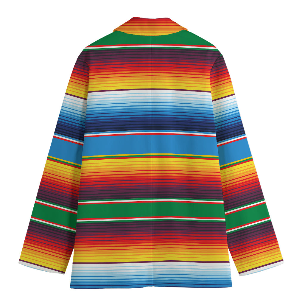 Tribal Mexican Blanket Stripe Print Women's Blazer