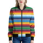 Tribal Mexican Blanket Stripe Print Women's Bomber Jacket