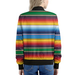Tribal Mexican Blanket Stripe Print Women's Bomber Jacket
