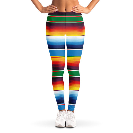 Tribal Mexican Blanket Stripe Print Women's Leggings