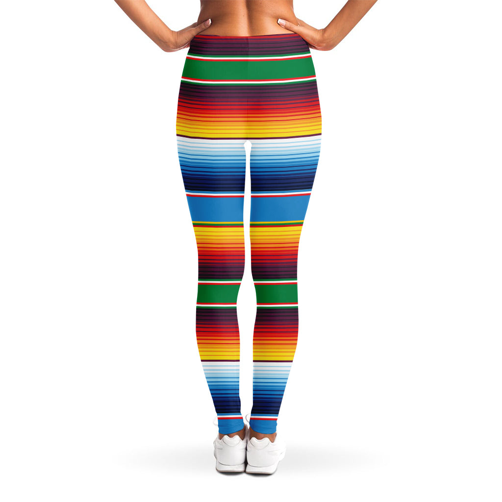 Tribal Mexican Blanket Stripe Print Women's Leggings