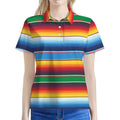 Tribal Mexican Blanket Stripe Print Women's Polo Shirt