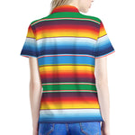 Tribal Mexican Blanket Stripe Print Women's Polo Shirt