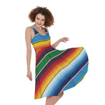 Tribal Mexican Blanket Stripe Print Women's Sleeveless Dress