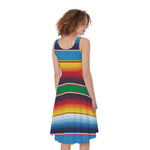 Tribal Mexican Blanket Stripe Print Women's Sleeveless Dress