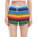 Tribal Mexican Blanket Stripe Print Women's Split Running Shorts