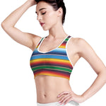 Tribal Mexican Blanket Stripe Print Women's Sports Bra