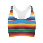 Tribal Mexican Blanket Stripe Print Women's Sports Bra