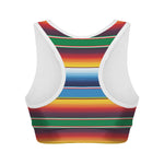 Tribal Mexican Blanket Stripe Print Women's Sports Bra