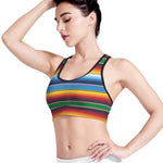 Tribal Mexican Blanket Stripe Print Women's Sports Bra