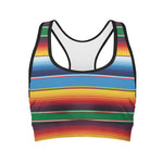 Tribal Mexican Blanket Stripe Print Women's Sports Bra