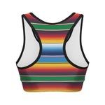 Tribal Mexican Blanket Stripe Print Women's Sports Bra