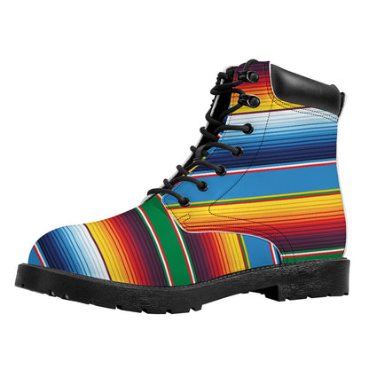 Tribal Mexican Blanket Stripe Print Work Boots