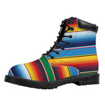 Tribal Mexican Blanket Stripe Print Work Boots