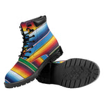 Tribal Mexican Blanket Stripe Print Work Boots