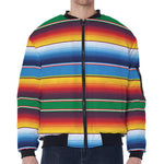 Tribal Mexican Blanket Stripe Print Zip Sleeve Bomber Jacket