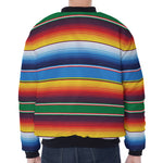 Tribal Mexican Blanket Stripe Print Zip Sleeve Bomber Jacket