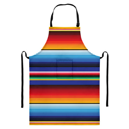Tribal Mexican Serape Pattern Print Bib Apron With Pocket