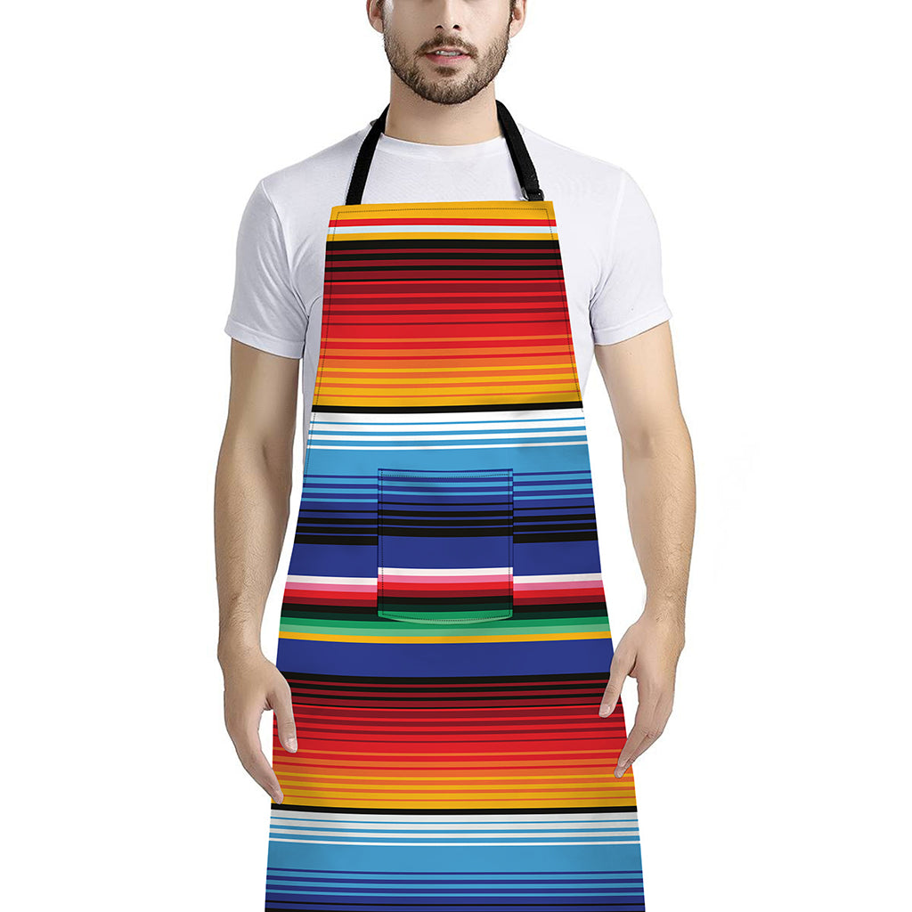 Tribal Mexican Serape Pattern Print Bib Apron With Pocket