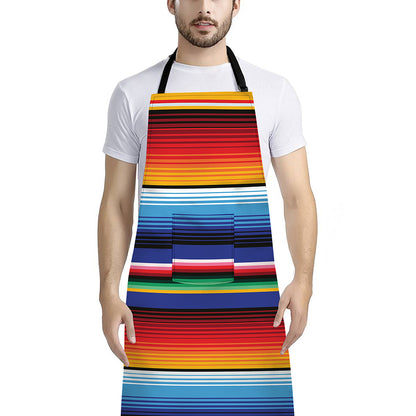 Tribal Mexican Serape Pattern Print Bib Apron With Pocket