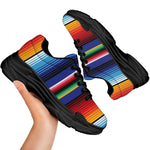 Tribal Mexican Serape Pattern Print Black Chunky Shoes
