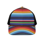 Tribal Mexican Serape Pattern Print Black Mesh Trucker Cap