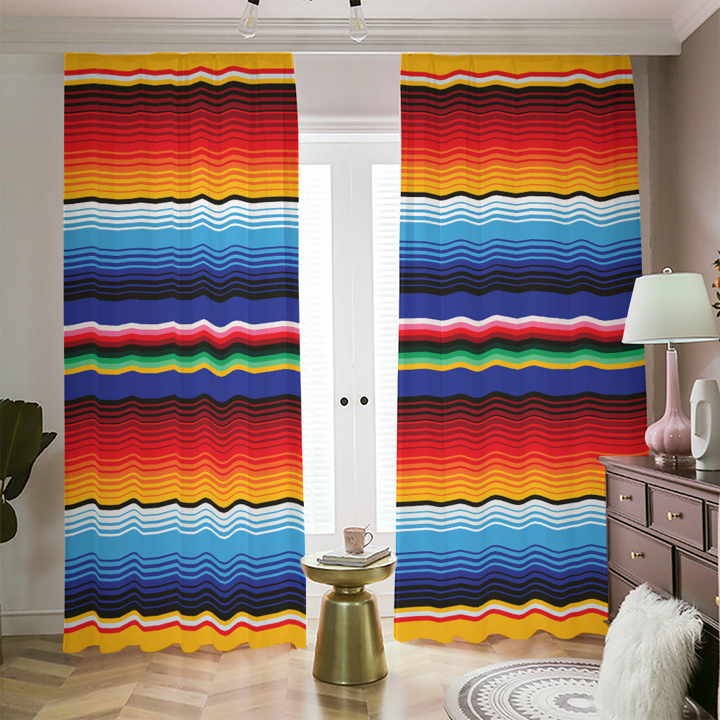 Tribal Mexican Serape Pattern Print Blackout Pencil Pleat Curtains