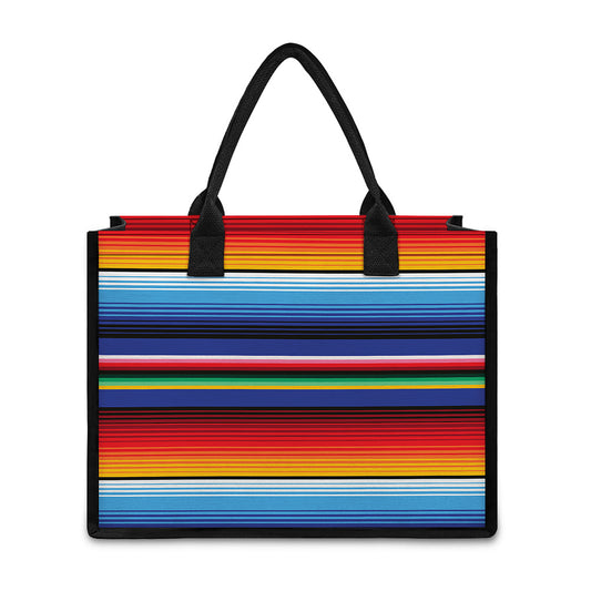 Tribal Mexican Serape Pattern Print Canvas Tote Bag