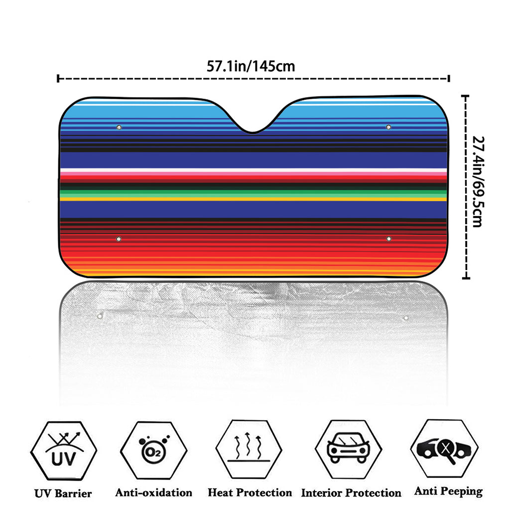 Tribal Mexican Serape Pattern Print Car Windshield Sun Shade
