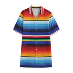 Tribal Mexican Serape Pattern Print Cotton Hawaiian Shirt