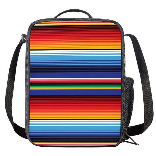 Tribal Mexican Serape Pattern Print Crossbody Lunch Bag