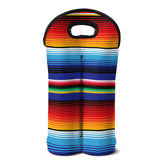 Tribal Mexican Serape Pattern Print Double Neoprene Wine Tote