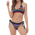 Tribal Mexican Serape Pattern Print Halter Scoop Tie Side Bikini