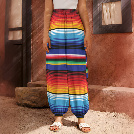Tribal Mexican Serape Pattern Print Harem Pants