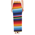 Tribal Mexican Serape Pattern Print High Slit Maxi Skirt