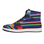 Tribal Mexican Serape Pattern Print High Top Leather Sneakers